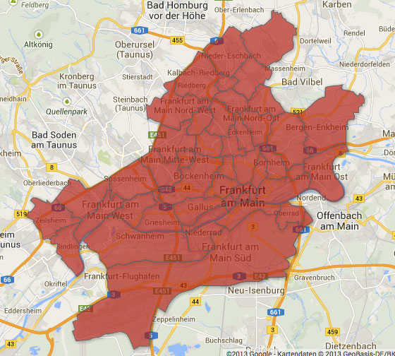 Frankfurt Stadtteile Karte Karte